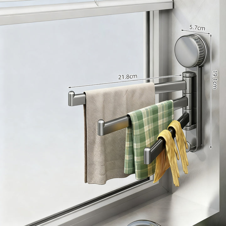 Suction cup holder for kitchen towels, rotatable