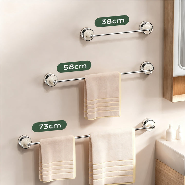 Telescopic suction cup towel bar for bathroom
