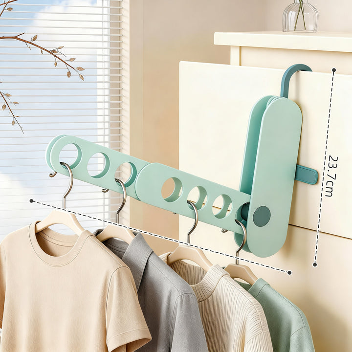 Foldable laundry rack made of plastic, 7 hooks