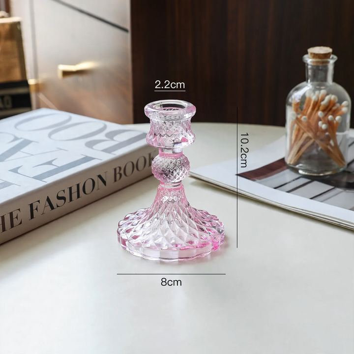 Glass candle holder, amber color, European style