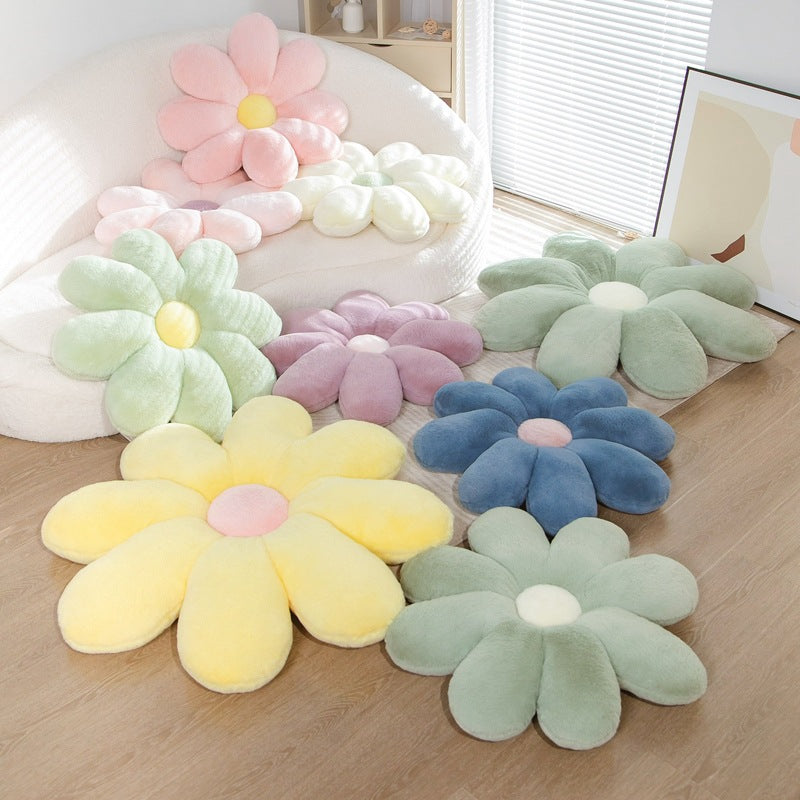Flower pillow made of rabbit fur, Nordic
