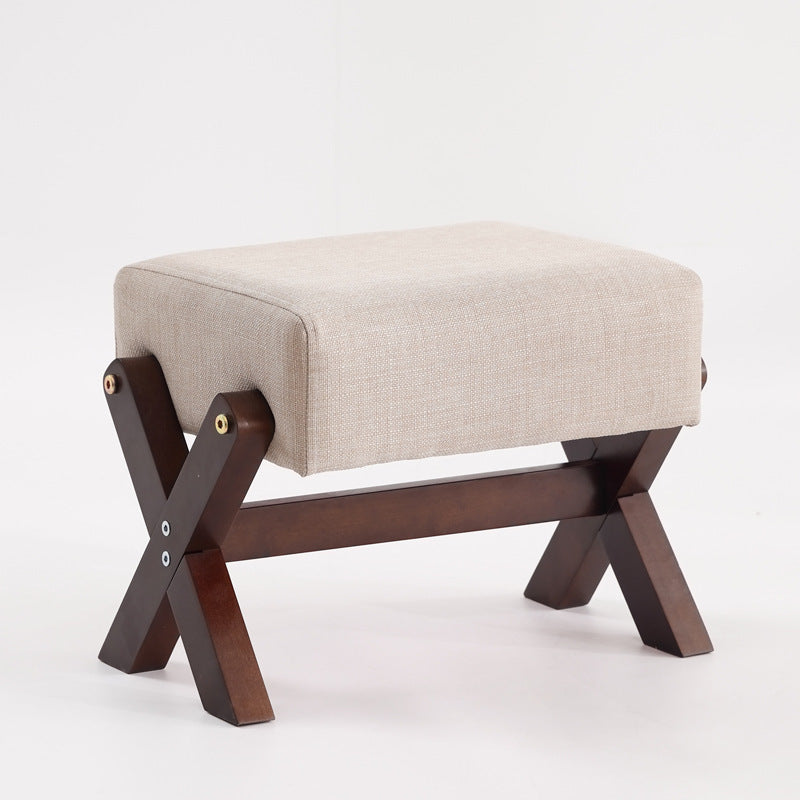 Children's footstool made of rubber wood, square