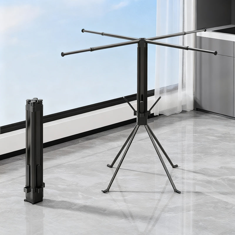 Folding laundry rack with 4 extendable rods