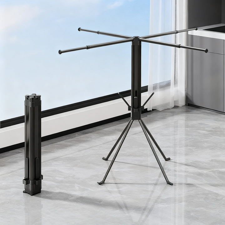 Folding laundry rack with 4 extendable rods