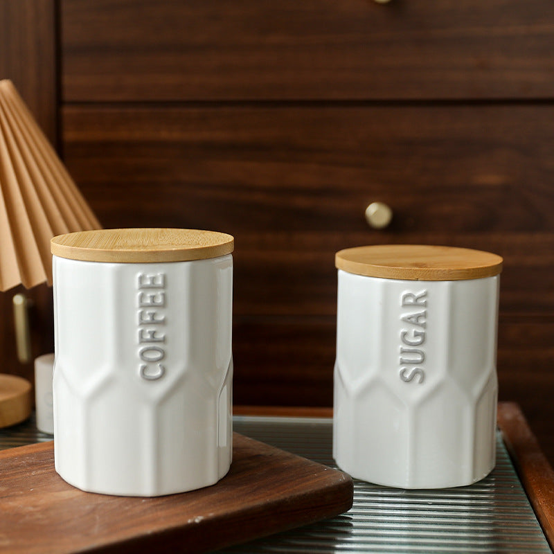 Ceramic storage jar with lid, modern design