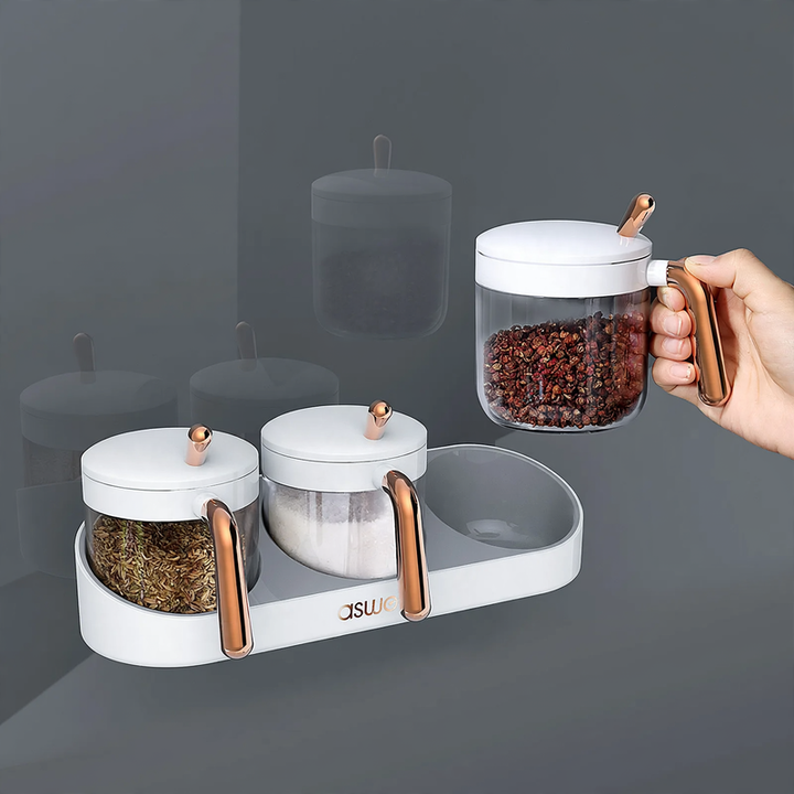 Wall-mounted spice boxes, 2-piece or 3-piece set