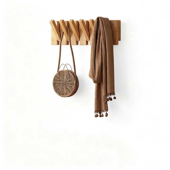 Wall coat rack made of rubber wood