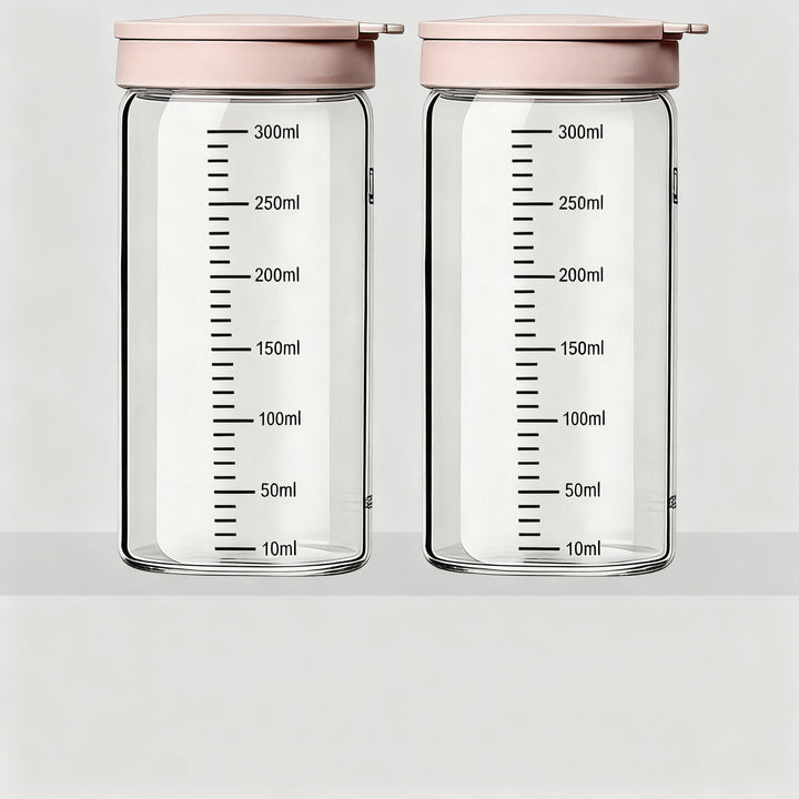 Borosilicate glass storage jar with measurement scale