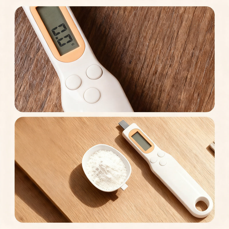 Electronic measuring spoons with scale, 0.1 g accuracy