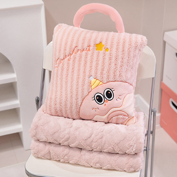 Cuddle cushion and blanket 2-in-1, striped pattern