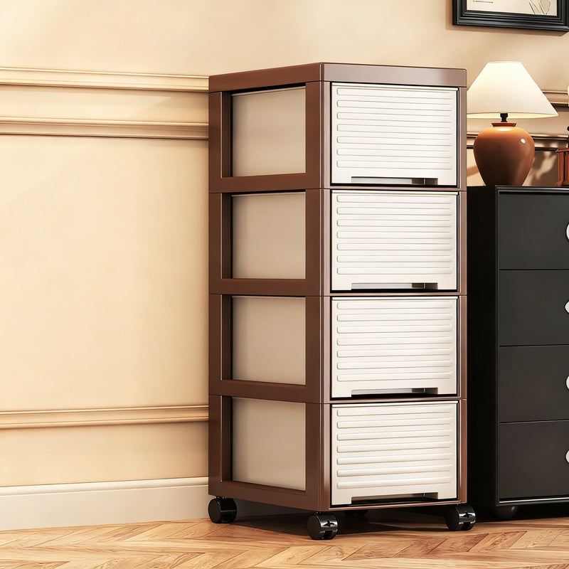 Plastic storage cabinet, multi-layer, with wheels