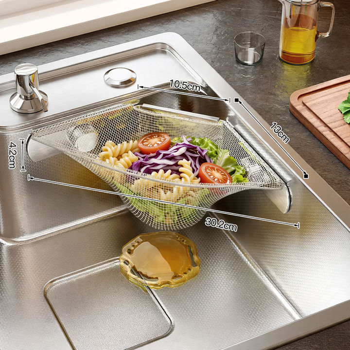Stainless steel kitchen countertop, extendable, for sink