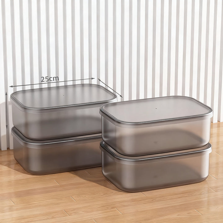 Transparent storage box made of plastic