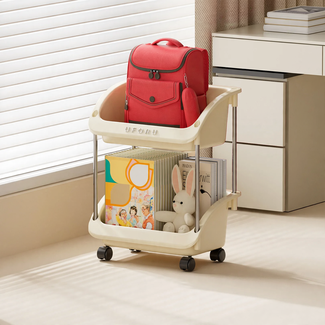 Roll cart with wheels, PP plastic, multi-tiered