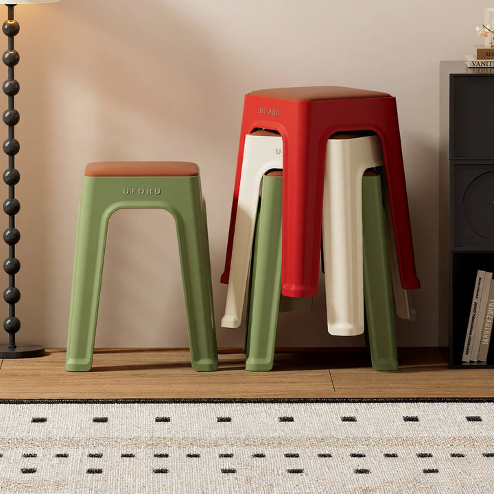 Plastic stool with padding, stackable, DA1408
