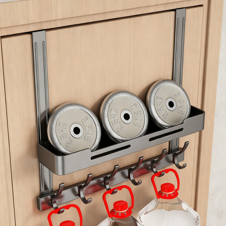 Aluminum door hook, double-layered, drill hole-free