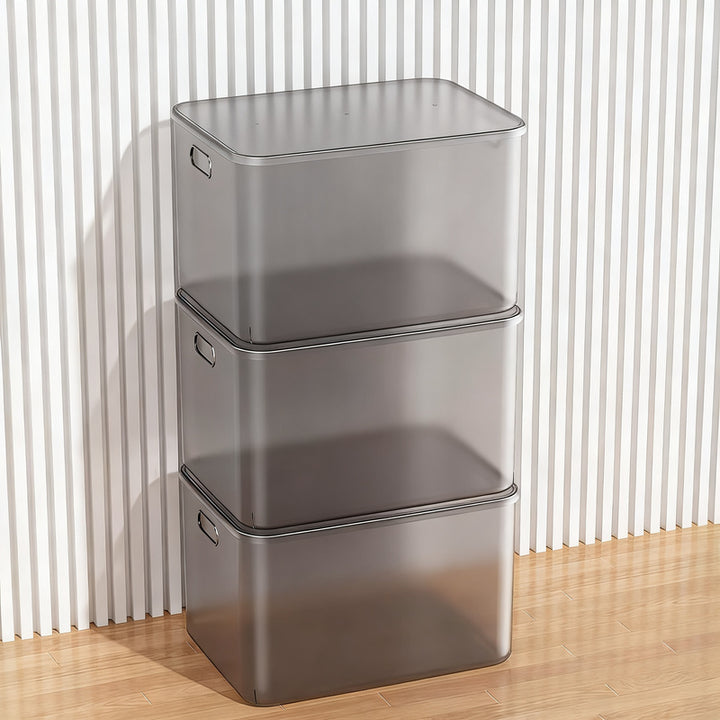Transparent storage box made of plastic