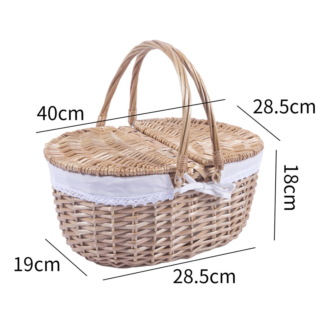 Willow basket with handle and lid