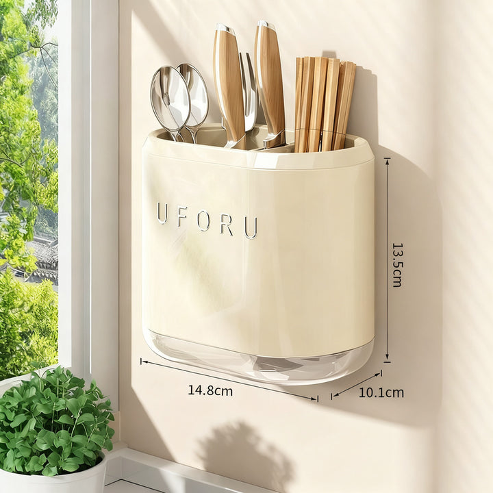 Wall-mounted chopstick holder with lid or open