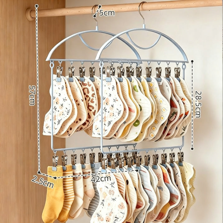 Clothes drying rack with multiple clips for baby clothes