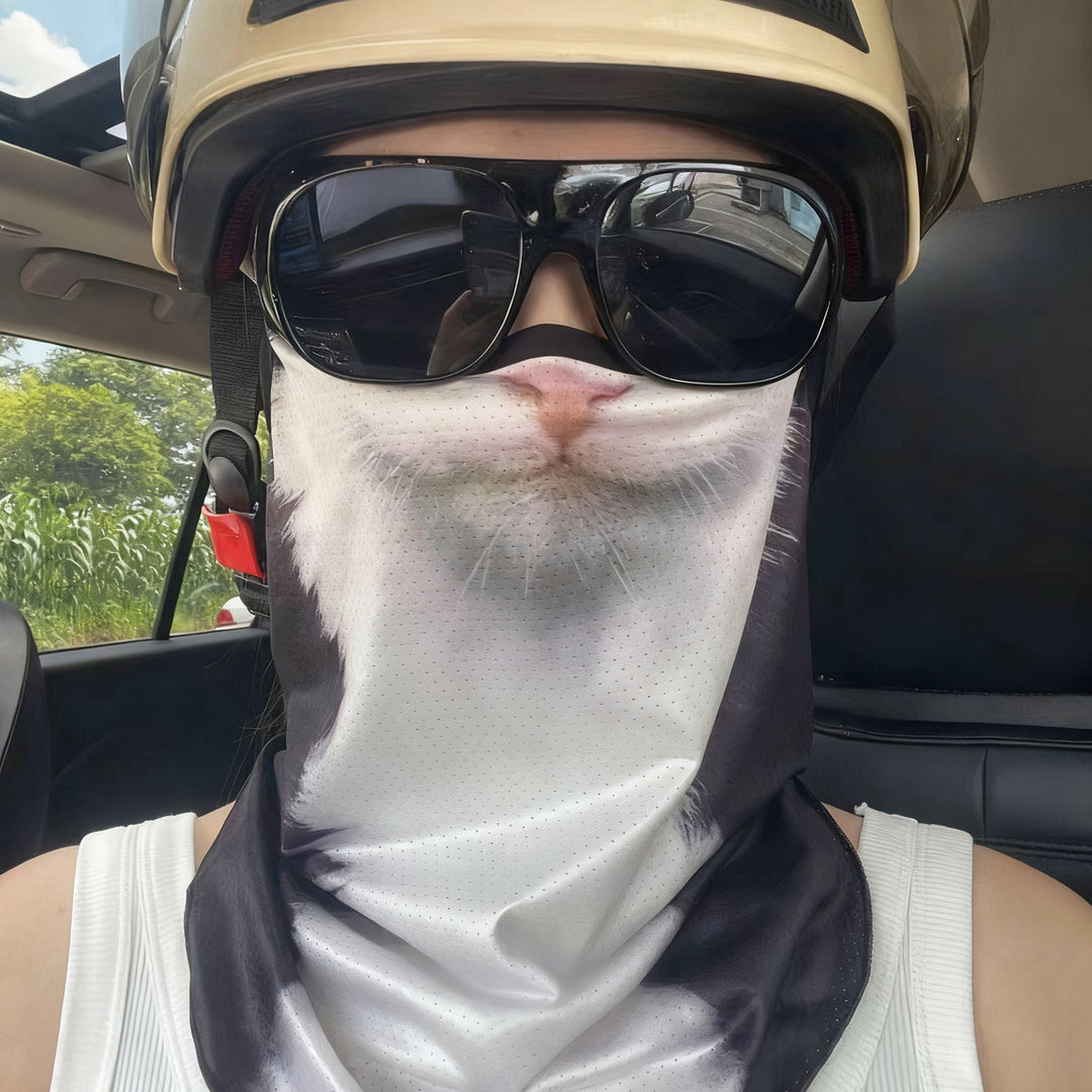 Bicycle sun protection mask with animal motif