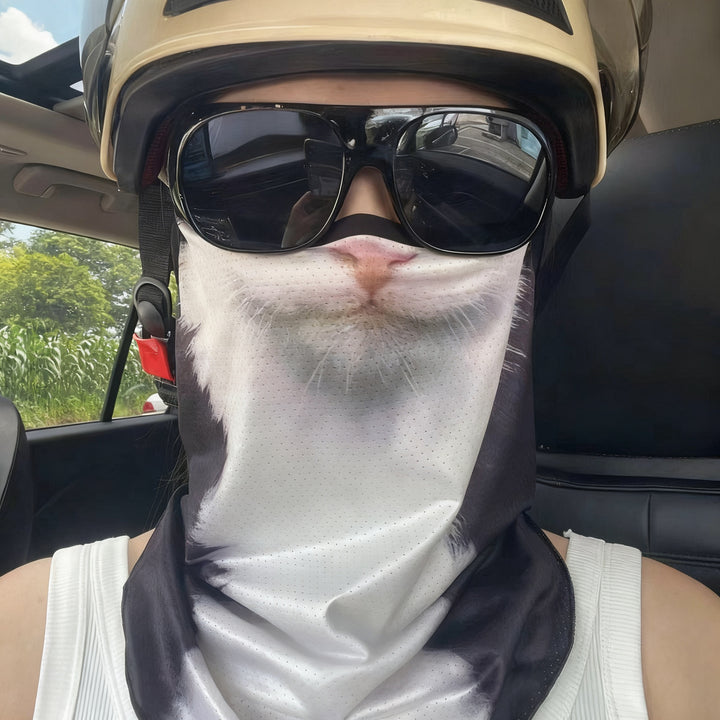 Bicycle sun protection mask with animal motif