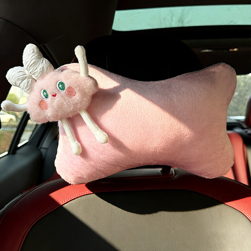 Fluffy car neck pillow with cloud pattern