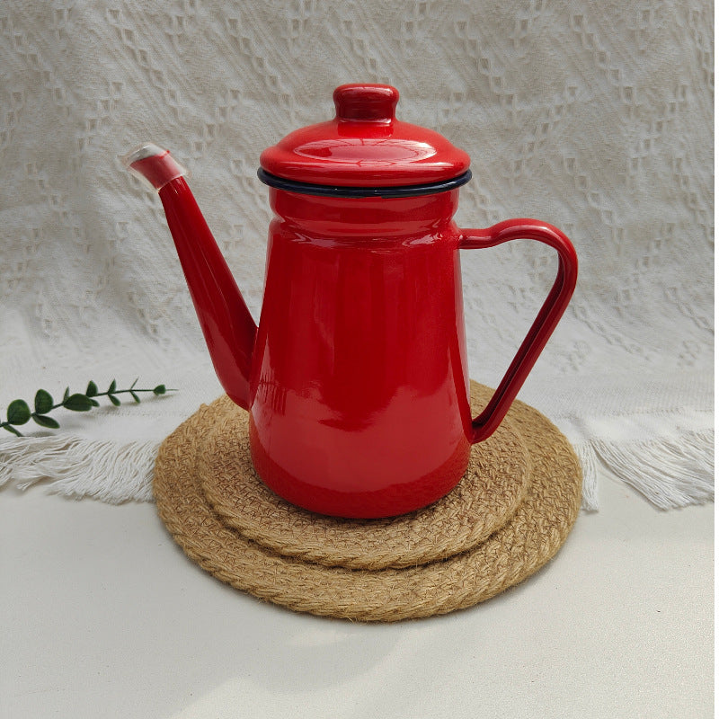 Enamelled hand brewing kettle made of sheet steel, 1.2 L