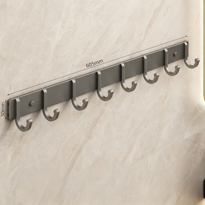 Aluminium coat hooks with adhesive fixation, 3–8 rows
