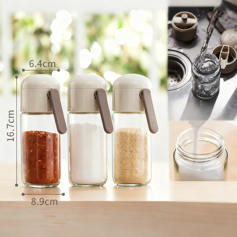 Measuring salt shaker with closure