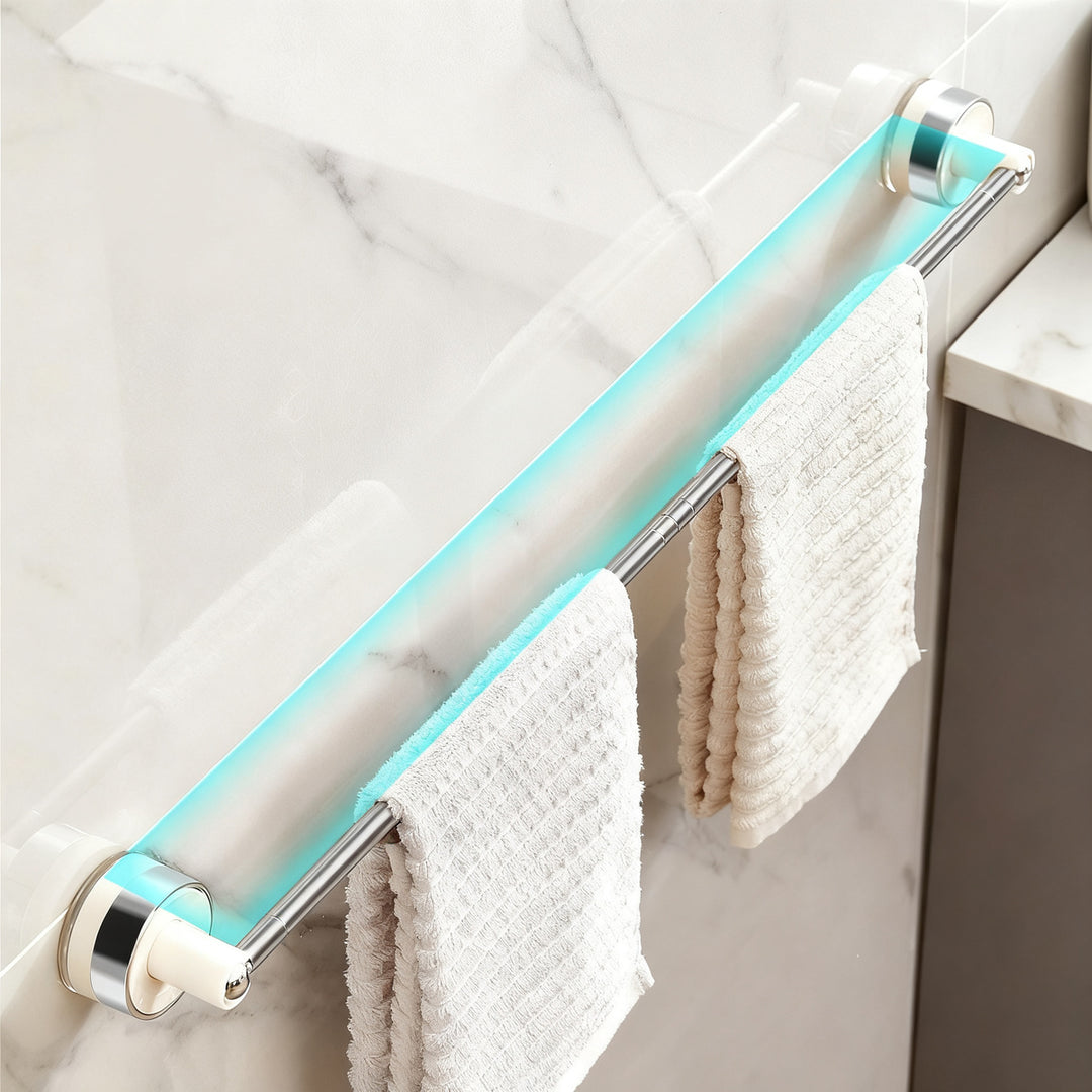Telescopic suction cup towel bar for bathroom