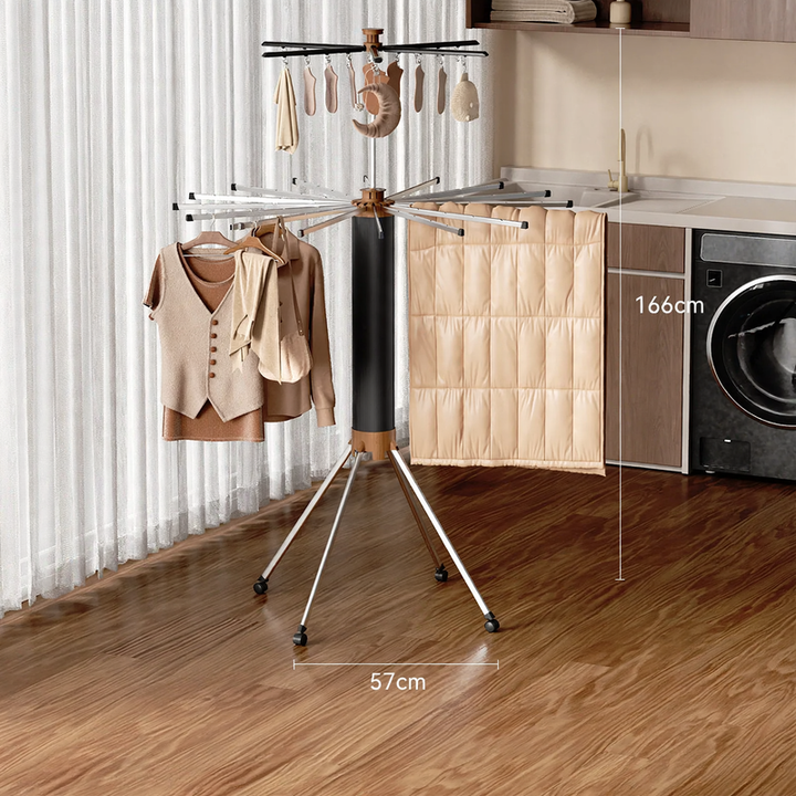 Sturdy clothes rack, foldable, wood look