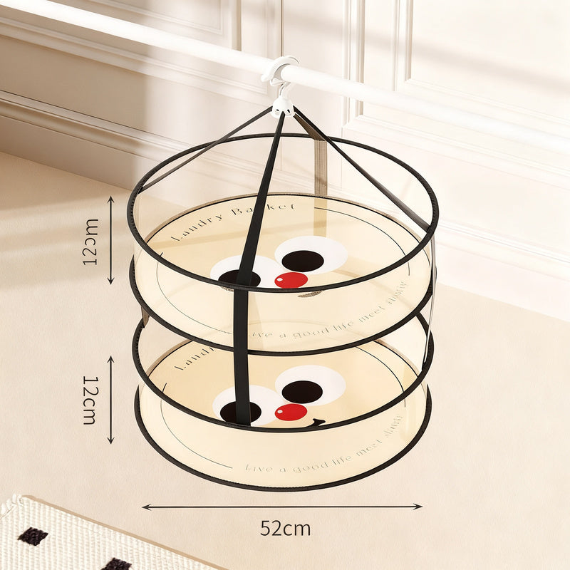 Foldable laundry drying nets, multilayer