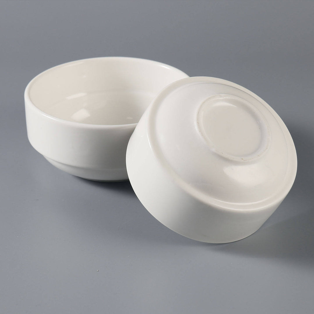 Ceramic soup bowl, round, white