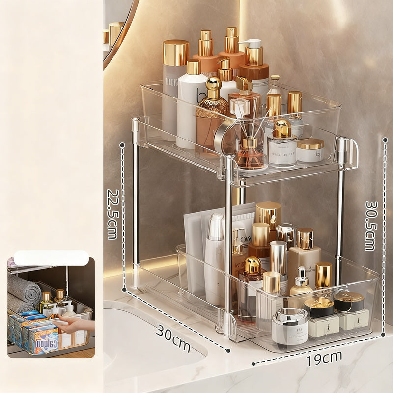 Transparent storage box for cosmetics and small parts