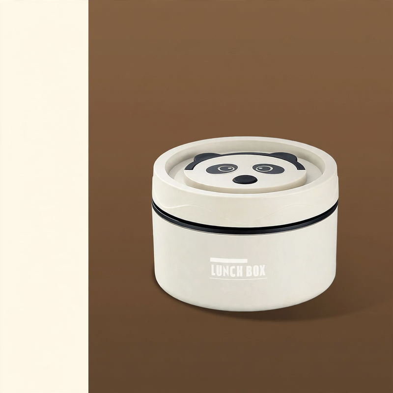 Stainless steel lunch box, round, 470–600 ml, with lid