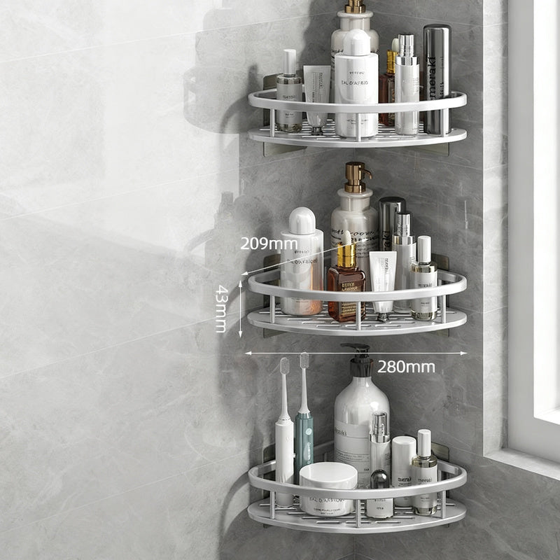 Wall shelf bathroom, triangular, no drilling, aluminum