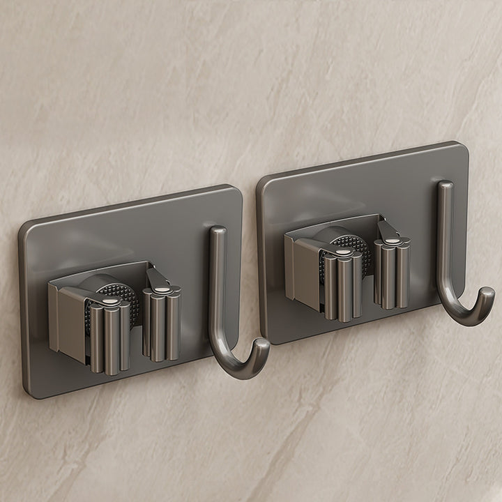 Stainless steel holder for mop and broom