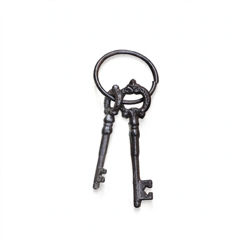 Iron wall hooks with key motifs