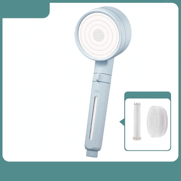 Shower head with filtration system and rain function