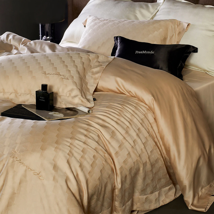 Bedding set made of Lyocell with geometric pattern