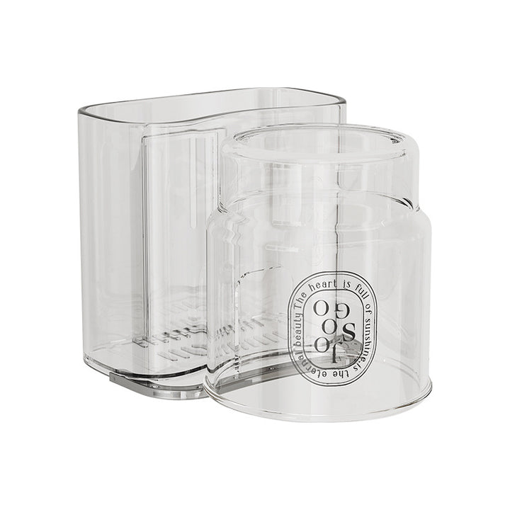 Toothbrush holder with rinsing cup, suction cup
