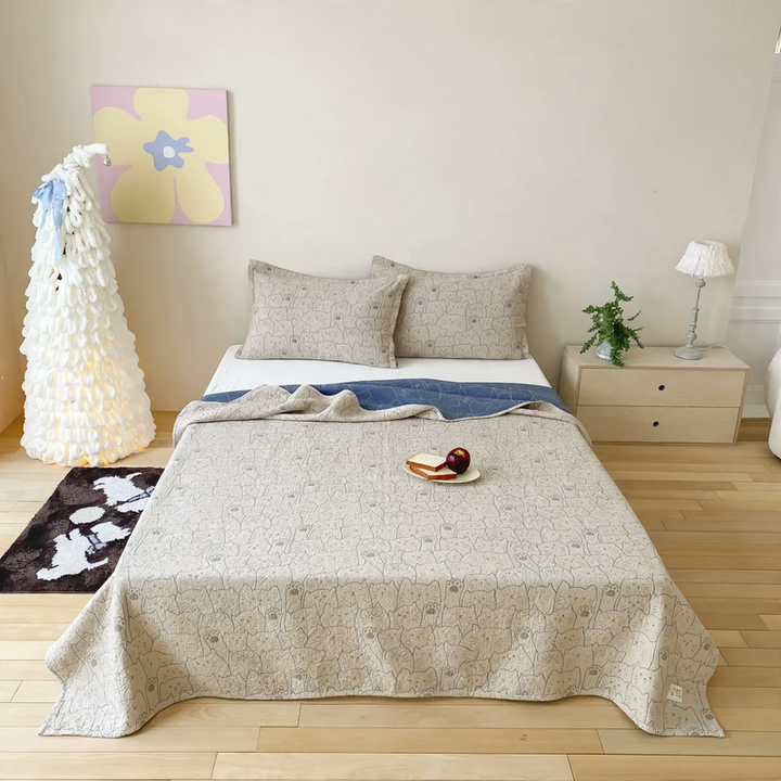 Cotton bedspread 3-piece, gauze fabric
