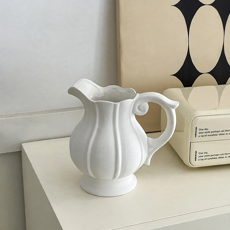 Ceramic Flower Vase, White, Nordic Style