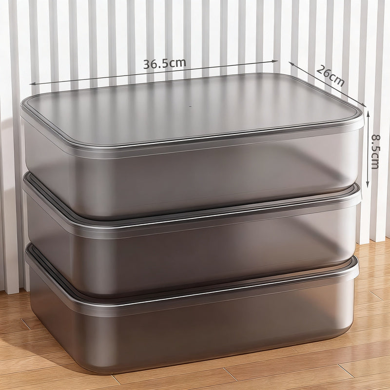 Transparent storage box made of plastic