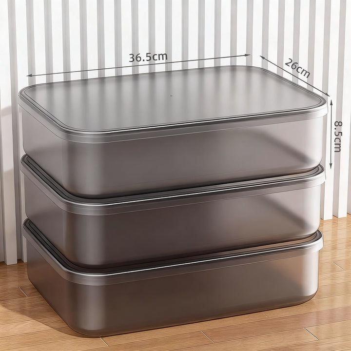 Transparent storage box made of plastic