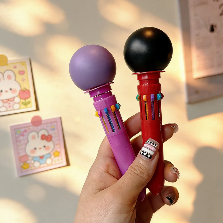 Multicolored ballpoint pen with macaron design