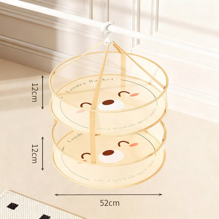 Foldable laundry drying nets, multilayer