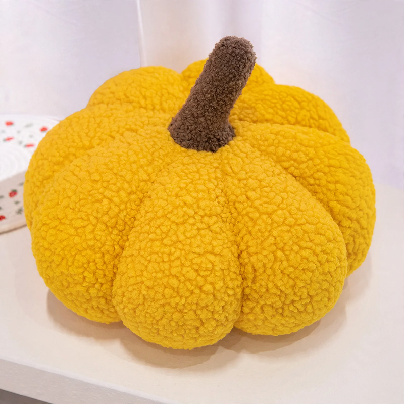 Fluffy pumpkin cuddle cushion, short pile