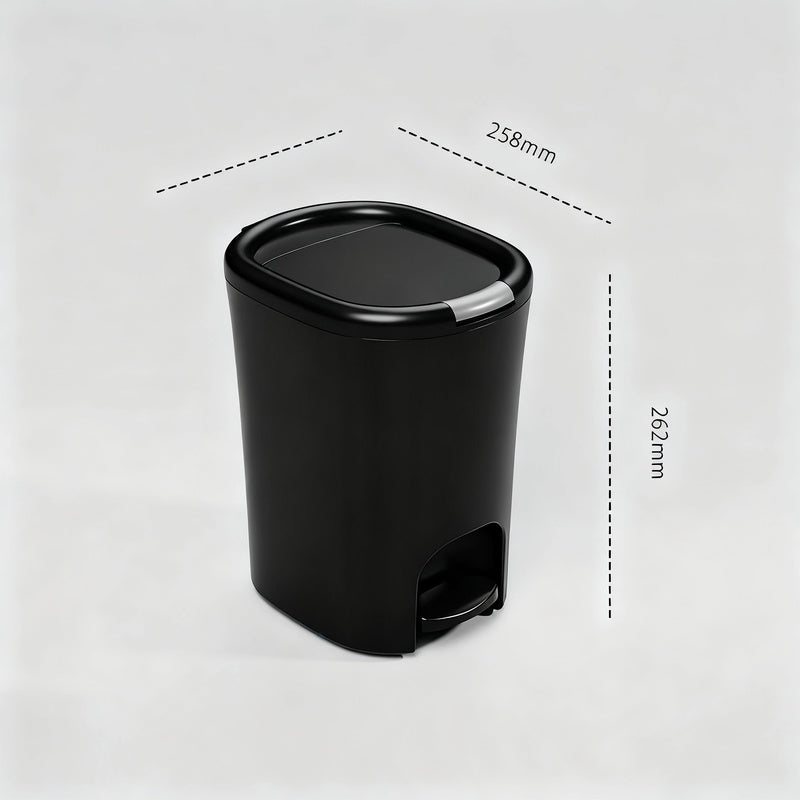 Plastic trash can with foot pedal and lid